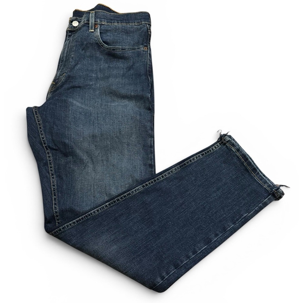 Levi's 502 Men's 36x32 Dark Wash Straight Leg Jeans Distressed Hem